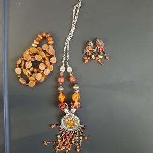Boho Chic Beaded Medallion Necklace Set